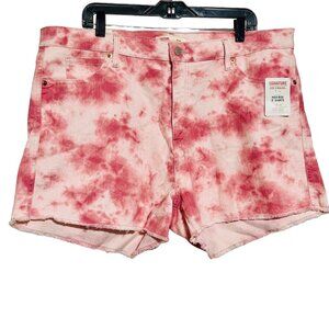 Levi’s Women’s Plus Size 20 Pink Tie-Dye Cut-Off Denim Shorts High Rise Frayed